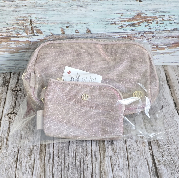 *NWT* LULULEMON Glitter Pink Everywhere Belt Bag & Clippable Card Pouch Set - Picture 13 of 13